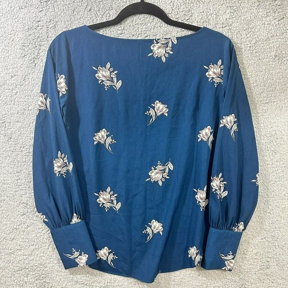 Ann Taylor Loft Women’s TEAL Long Sleeve Blouse Floral Print Size XS - Picture 10 of 10
